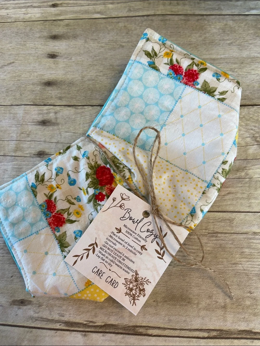 Micro/Ice Cream Bowl Cozy Pioneer Woman Fabric Bowl Reversible